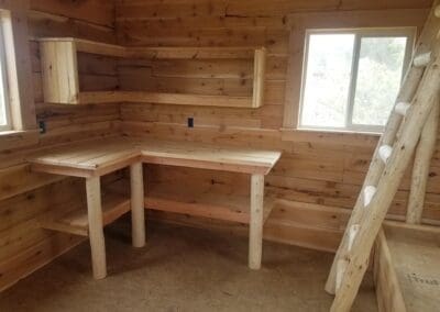 interior view of the house after lumber and wood supplies