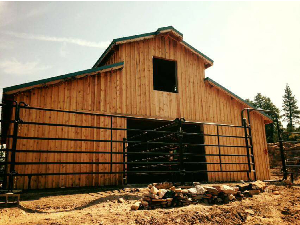 Finished wooden farm building