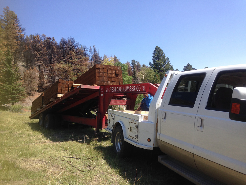 Fishlake truck delivering lumber